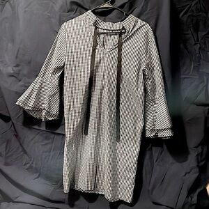 Black/White checkered mini dress.